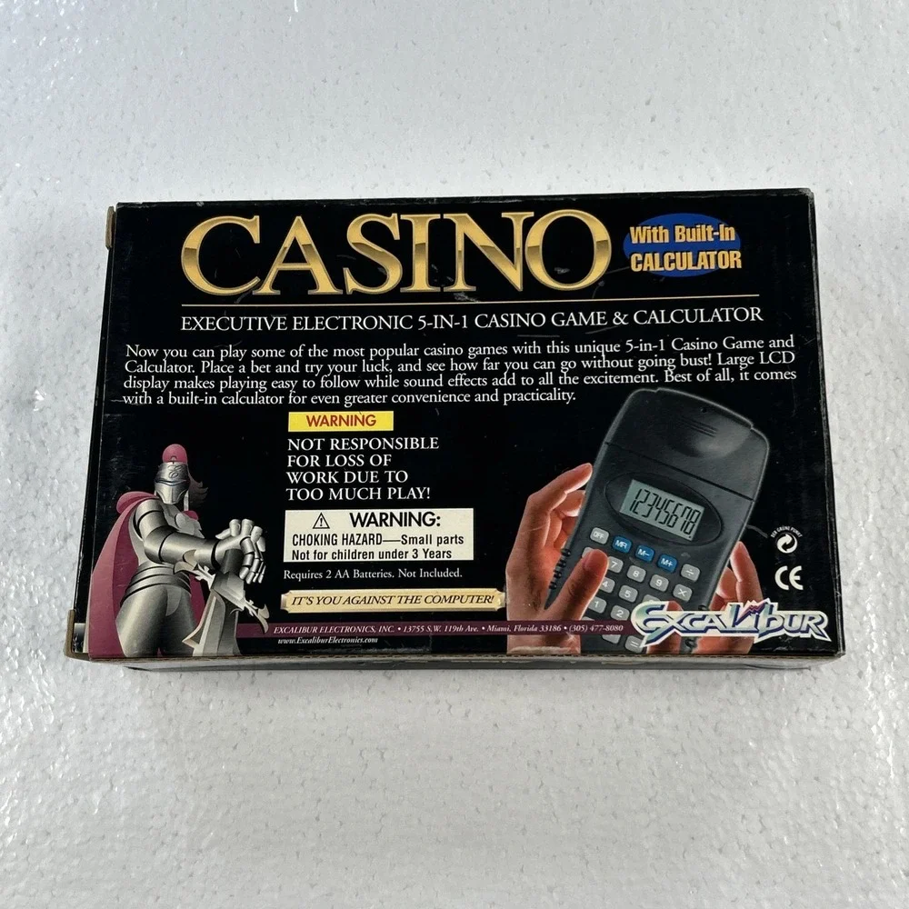 Excalibur Executive Electronic Casino 5-in-1 Handheld Game with Calculator